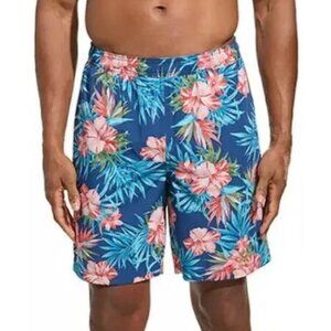 NEW Kirkland Signature Men's Size S Swim Shorts Floral Blue Hawaiian